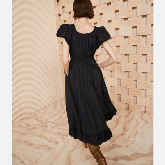 Ulla Johnson Nanette Midi Dress in Noir Black Size 4 - Picture 3 of 11